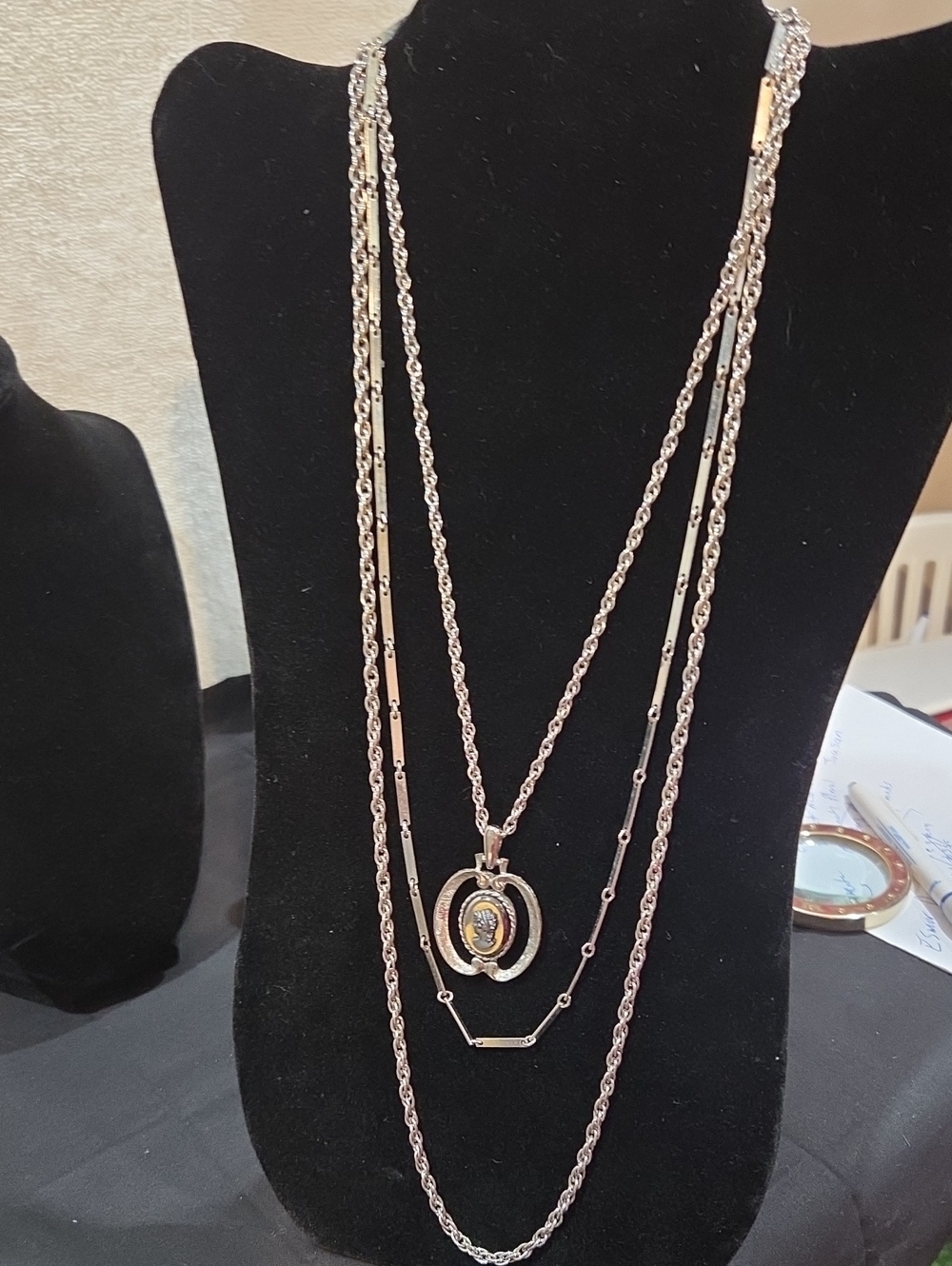 MULTI STRAND SILVER-TONE NECKLACE